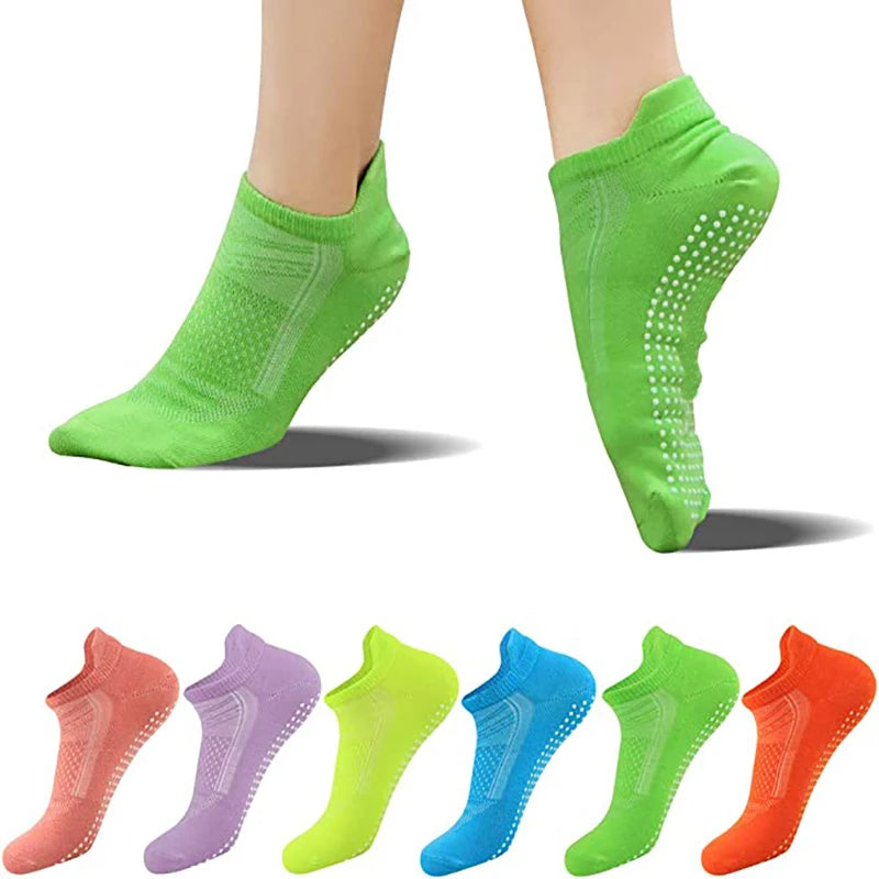 Unisex Thick Non-Slip Yoga Socks Cotton Custom Non-slip Grips Ankle Socks with Cuff & Bottom Options for Men and Women Pilates