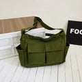 Large Capacity Retro Canvas Shoulder Bag for Women Workwear Crossbody Purse with Casual Handbag Teenager Tote Bags