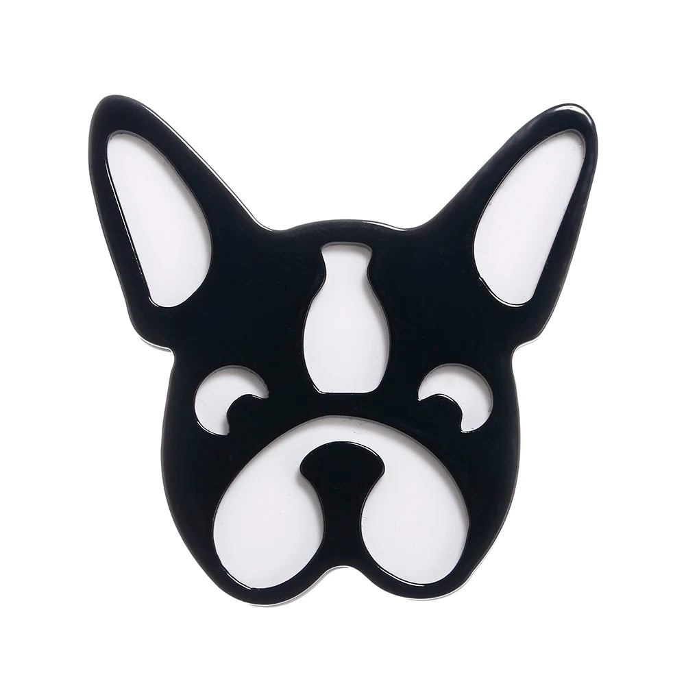 Brief Cartoon Animal Corgii Acrylic Safety Clothing Brooch Black White Small Bulldog Resin Brooch Pin Jewelry Accessories 2023