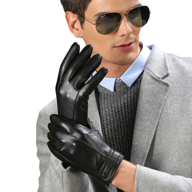 Wholesale Casual Touch Screen Men Winter Warm Car Driving Real Leather Gloves