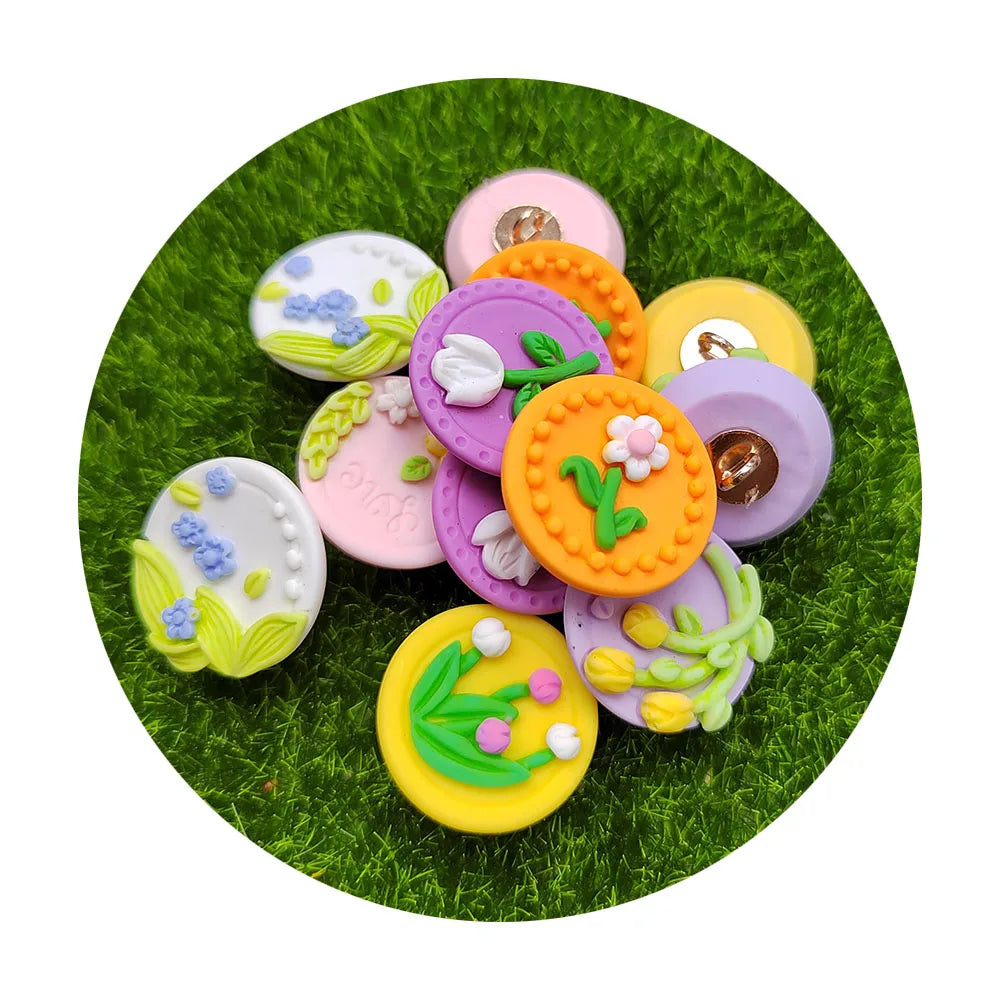 100pcs Cute Round Flatback Flower Plate Tray Resin Cabochon for Phone Decoration DIY Scrapbooking Jewelry Charms Accessories