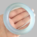 Fashion Ice Transparent Quartzite Jade Blue Green Jade Bracelet Light Blue Quartzite Jade Round Bar Bracelet