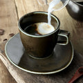 Factory Direct Wholesale Eco Handmade Porcelain Tea Cup Sets Coffee Shop Matte Black Ceramic Coffee Cup and Saucer