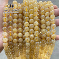 JD Wholesale 6/8/10/12mm Natural Gold Rutilated Quartz Beads Smooth Round Loose Stone Beads for Jewelry Making