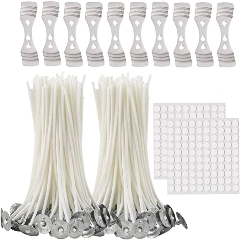 Factory Wholesale Wick Holders Customized Length 100% Cotton Wick and Wick Stickers Kit for DIY Scented Candle Making