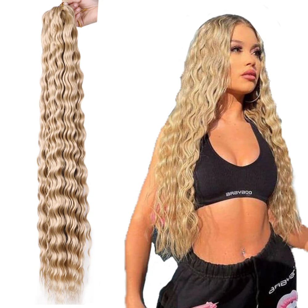 32 Inch Loose Wave Crochet Hair Extension Synthetic Deep Hair Bulk Crochet Braids Ocean Wave Braiding Hair