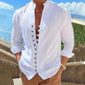 2023 New Vintage Cotton and Linen Shirt Men Casual Loose Long Sleeve Shirt