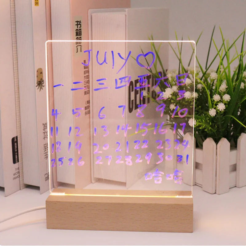 Creative Wooden Acrylic LED Rewritable Night Light Lamp with Touch Control Plug-In Small Size Asian Design 4W 70 CRI MegaBDM