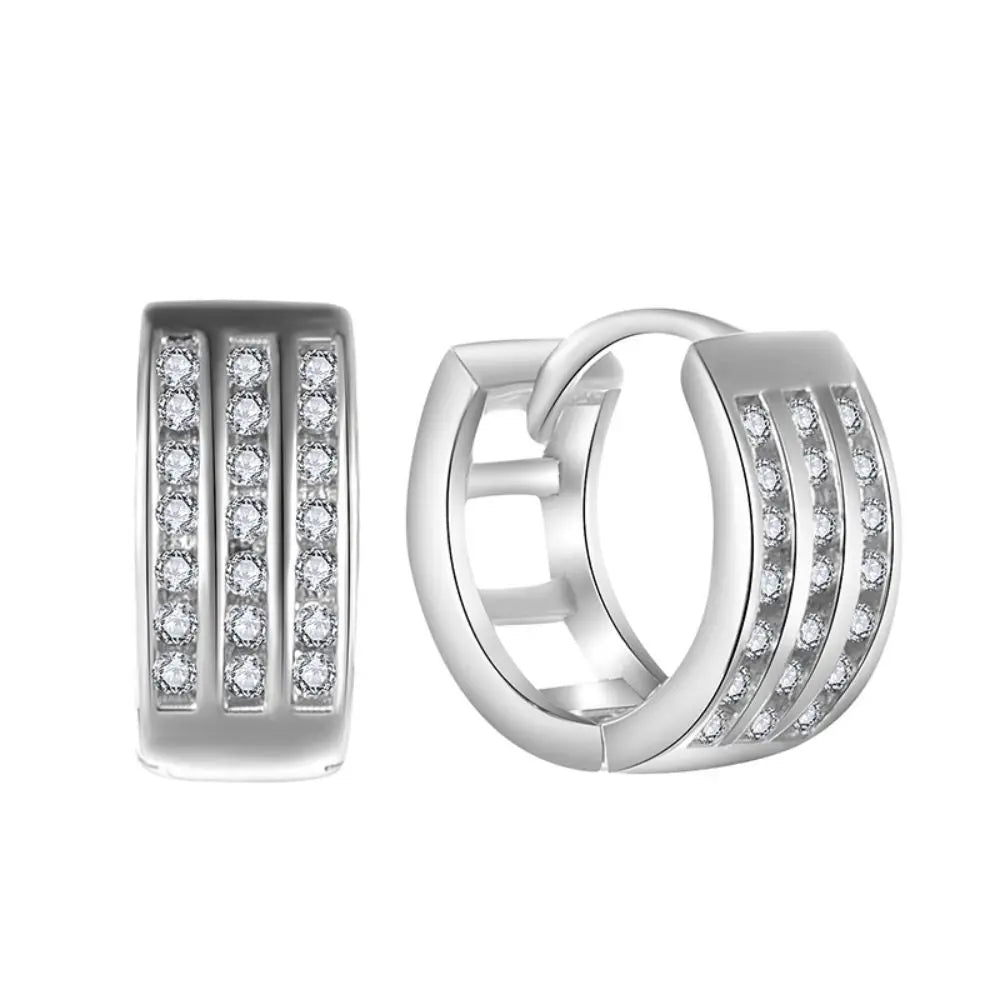 Luxury 925 Sterling Silver Created Gemstone Personality Hoop Earrings for Women Party Fine Jewelry Wholesale