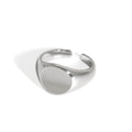 Geometry Round 925 Sterling Silver Adjustable Ring Gold Signet Ring for Women