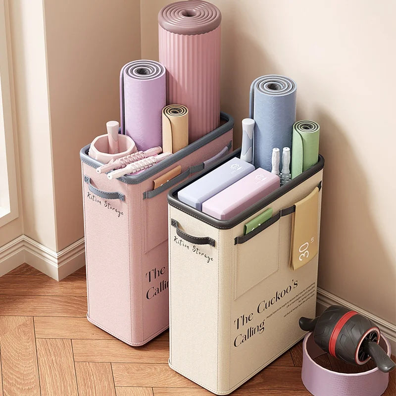 Home Exercise Fitness Equipment Storage Basket Magic Foldable Fabric Yoga Mat Bucket Made From Durable Canvas