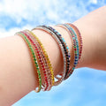 Hot Selling Hip Hop 2mm Full Diamond Elastic Bracelets Jewelry 5pcs/set Nightclub Hottie Shiny Colorful Crystal Tennis Bracelet