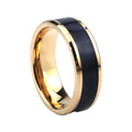 Poya 8mm Rose Gold Tungsten Wedding Ring With Elder Box Wood Inlay