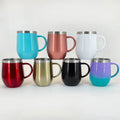 12oz Wine Tumbler With Handle Egg Shape Coffee Mug 304 Stainless Steel Insulated Vacuum Tumbler