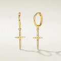 Nagosa Classic High Polish Jewelry 18k Gold Vermeil 925 Sterling Silver Cross Dangle Earrings for Women
