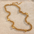 18K Gold Plated Waterproof Stainless Steel Star Chunky Chain Pendant Necklaces Water Resistant Heart Wedding Engagement Gift