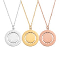 Custom Logo Stainless Steel Rotatable Disc Round Pendant Necklace