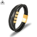 Wholesale Man Multi-strand Leather Bracelet Jewelry Stainless Steel Personalized Genuine Leather Bracelet for Man