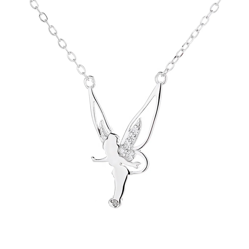 Hot 925 Silver Cupid Angel Necklace Rope Chain Hip Hop Jewelry Angel Necklace