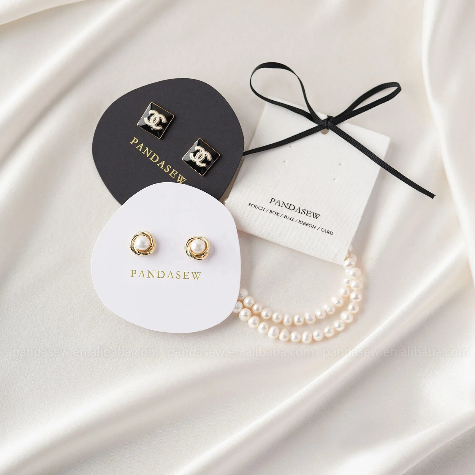 PandaSew Custom paper card for jewelry necklace earring holder packaging display cards with LOGO printed
