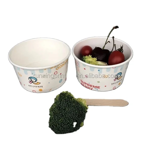 Disposable 3oz 4oz 5oz Ice Cream Cup Beverage Paper Cups with Spoon