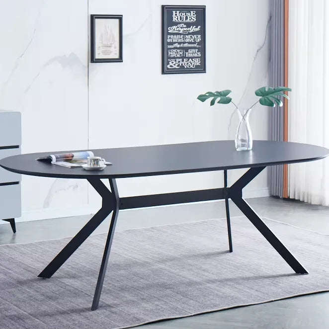Oval MDF Tabletop with Sturdy Metal Legs-Modern Home Furniture
