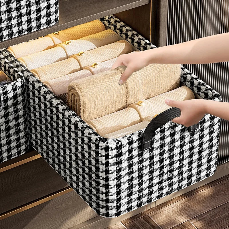 Houndstooth Foldable Drawer Storage Box for Jeans Clothes Closet Divider Washable Storage Bin Wardrobe Clothes Organizer Price