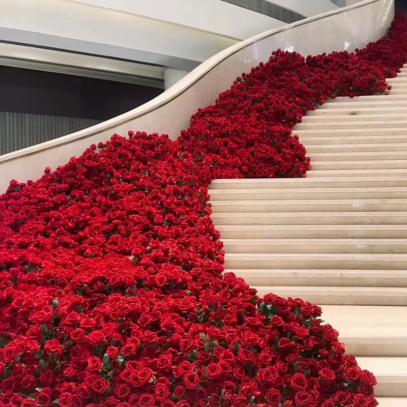 Wedding Red Flowers Giant Velvet Real Looking Rose Decoration Artificial Flower