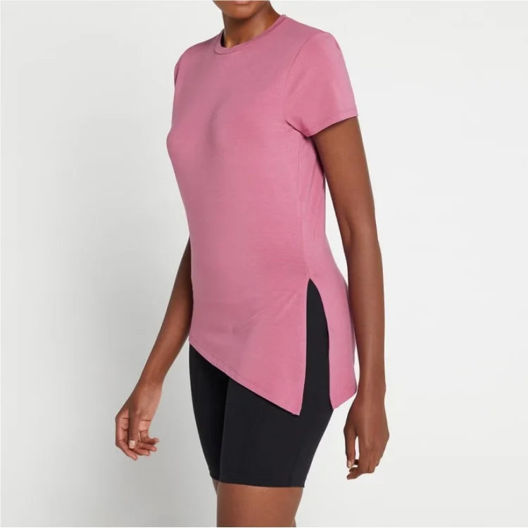 Sports Tee Yoga Fitness Top Breathable Plain T Shirts Women Activewear Asymmetrical T-shirt