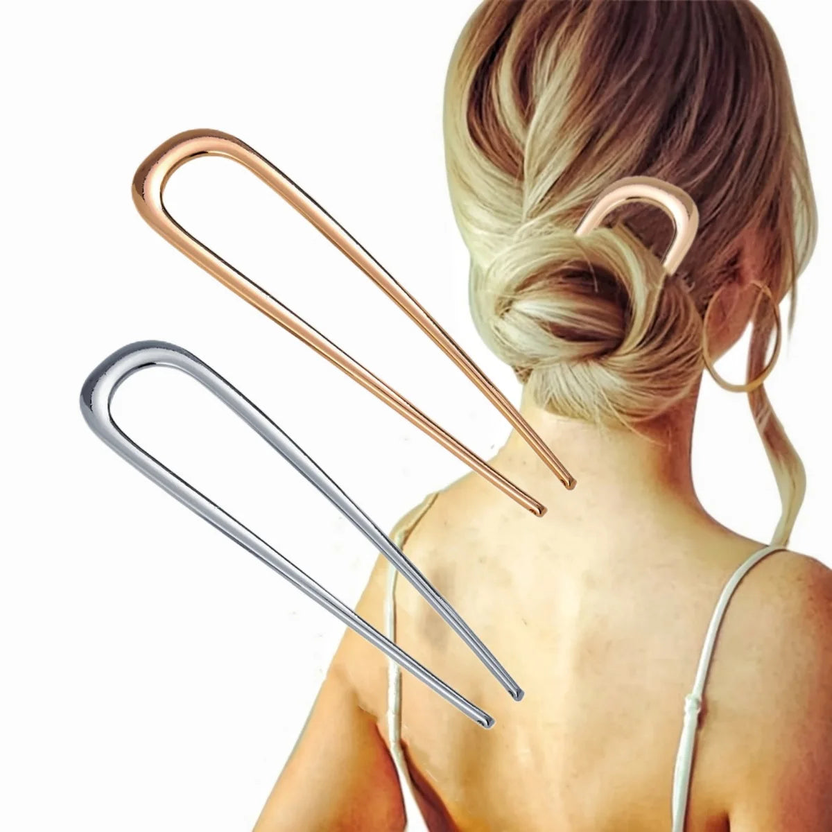 SongMay Woman Hair Clips New Large U-Shaped Metal Hair Clips in Gold Simple Fashion Wholesale Made of Alloy