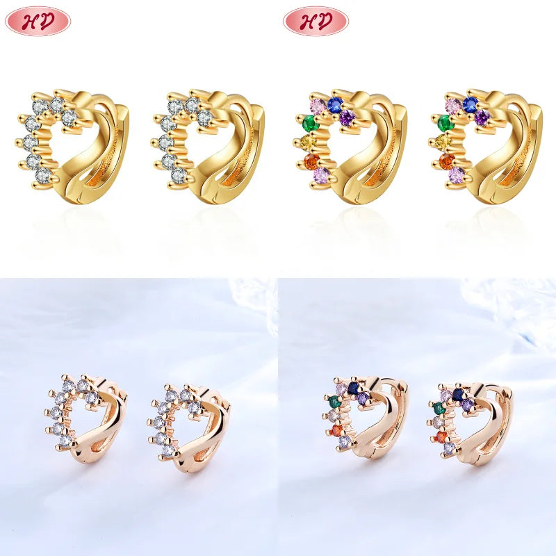 Fashion Jewelry 3A Cubic Zirconia Inlay 18K Gold Hoops Earrings Party Wedding Jewelry Gifts for Women