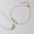 Daidan Bracelet Zircon S925 Silver 14K Gold Plated Sterling Silver Oval Chain Link Bracelet