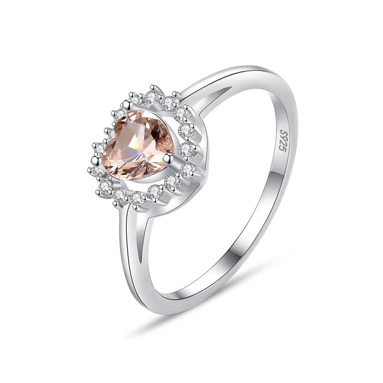 Women's 925 Sterling Silver Heart Shape Diamond Ring Fine Jewelry Fashion Accessory