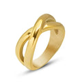 Simple Stainless Steel 18K Gold Plated 5MM Interlaced Circle Finger Rings Titanium Steel Personalized Cross Circle Ring Jewelry