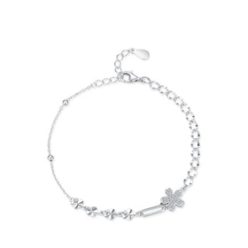 Manufacturer Factory Price Hand Jewelry 925 Sterling Silver Geometric Splicing Flowers Adjustable Light Tennis Bracelet