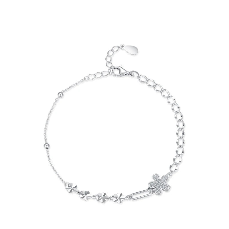 Manufacturer Factory Price Hand Jewelry 925 Sterling Silver Geometric Splicing Flowers Adjustable Light Tennis Bracelet