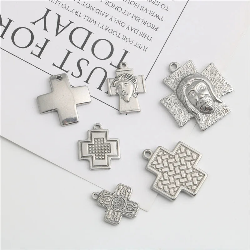 Stainless Steel square Cross Bracelet Necklace Pendant Accessories Diy Stainless Steel Jewelry Accessories