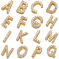 SP Hot Selling Wholese Gold Rhodium Plated Rhinestone Brass Letter Alphabet Charms for Jewelries Making MegaBDM