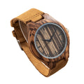 TJW Men's 100% Zebrawood Quartz Watch with Pointer Dial Display 45mm Business & Fashion Style Wooden Watch