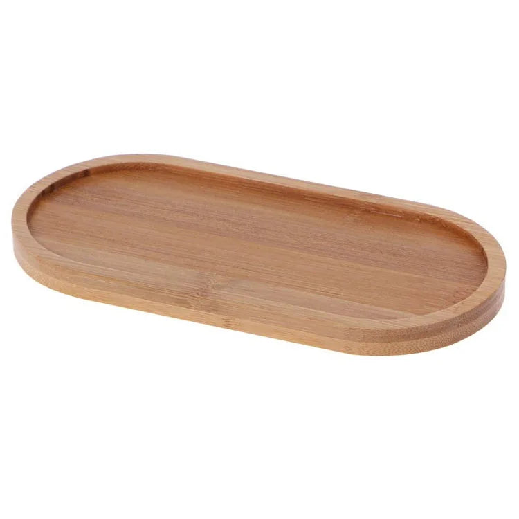 Wholesale Small Mini coaster Pump Bottle Tray  Oval Soap Dispenser Tray Bamboo Soap Tray