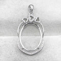Sterling Silver 16*21mm Semi Mount Pendant Empty Frame Blank Support Setting S925 Base Holder Without Center Stone for DIY Inlay
