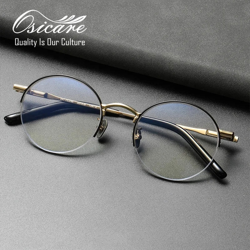 High Quality Pure Titanium Optics Spectacles Frames Half Eye Glasses Round Optical Eyeglasses Yvan Eyewear Ready Stock for Men