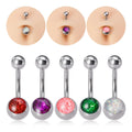 Simple Design 316L Surgical Stainless Steel Barbell Navel Stud Piercing Body Jewelry Epoxy Cover Glitter Barbell Belly Ring