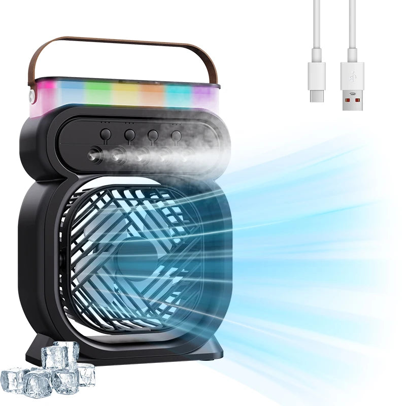 Desktop Touch Screen Cooling Water Misting Fan Portable Air Conditioners Fan with 3 Wind Speeds & Colored Night Light