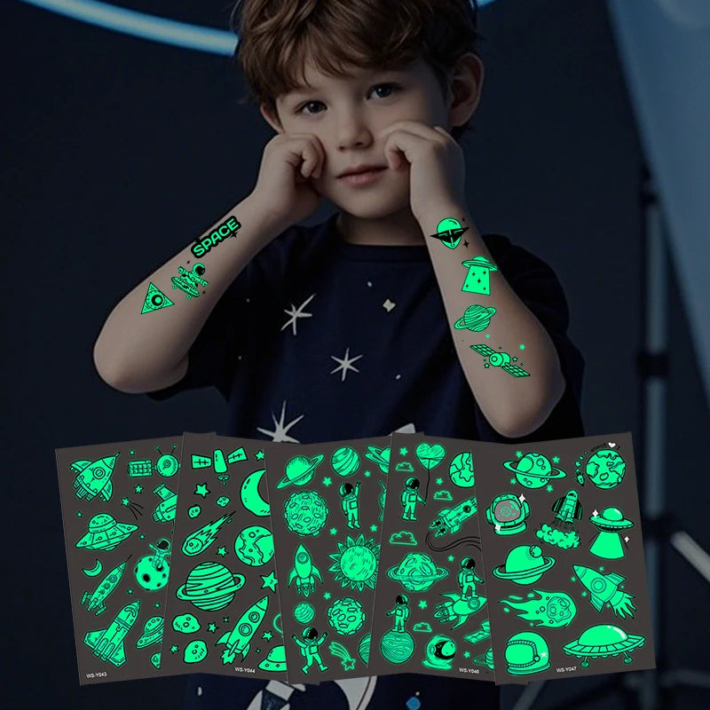 New Luminous Tattoo Stickers Nightclubs Bars Music Festivals Carnival Parties Cool Temporary Face Music Notes Jiangmei