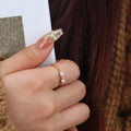Chris April 316L Stainless Steel Waterproof Jewelry Zircon Thin Freshwater Peals Ring