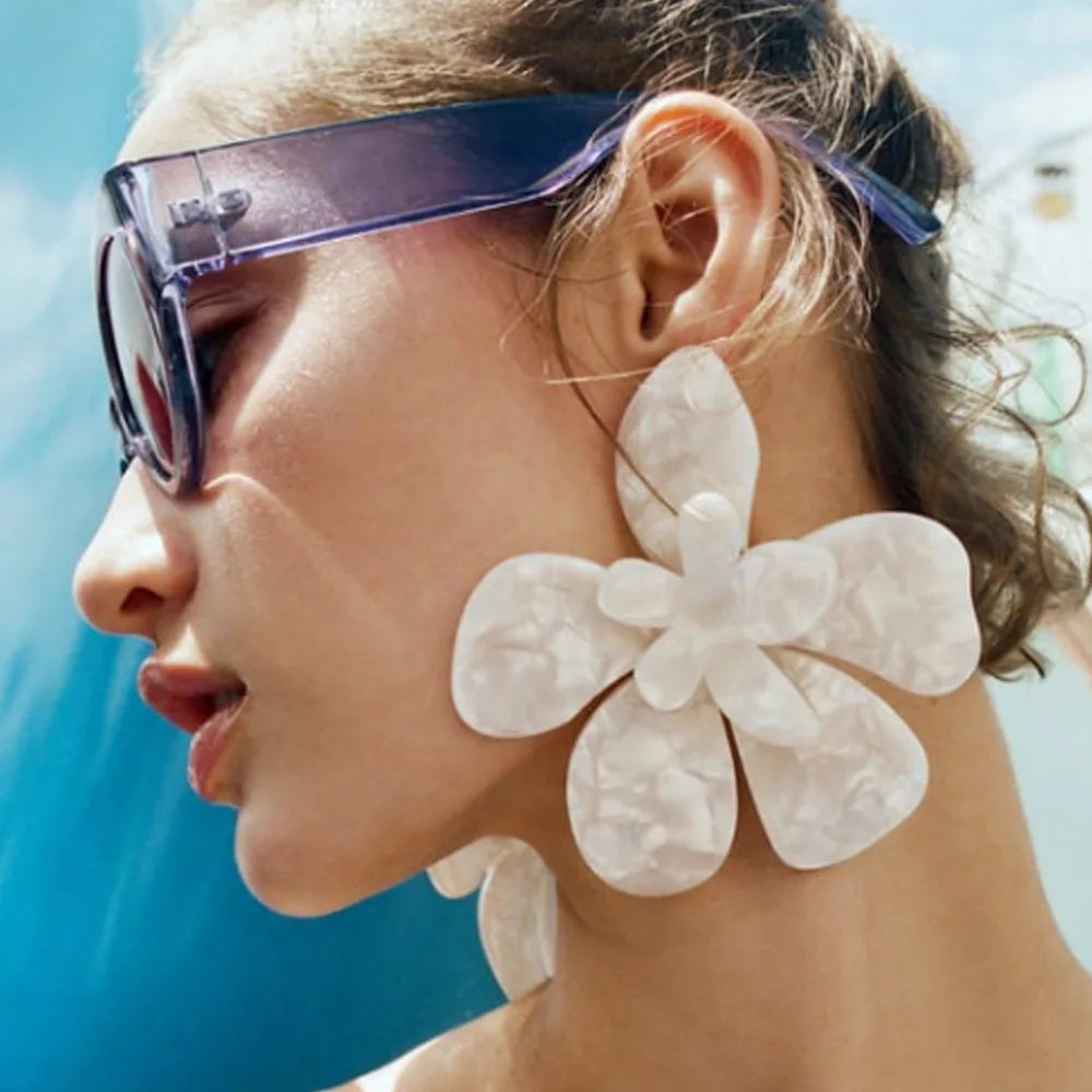 Kaimei 2022 Earrings Za Woman Exaggerated Multi-color Acetate Plate Flower Earrings Wholesale Big Acrylic Petal Flower Earrings