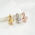 Elegance S925 Sterling Silver Pearl Pendant CZ Empty Pins for Necklace Jewelry Making Accessories
