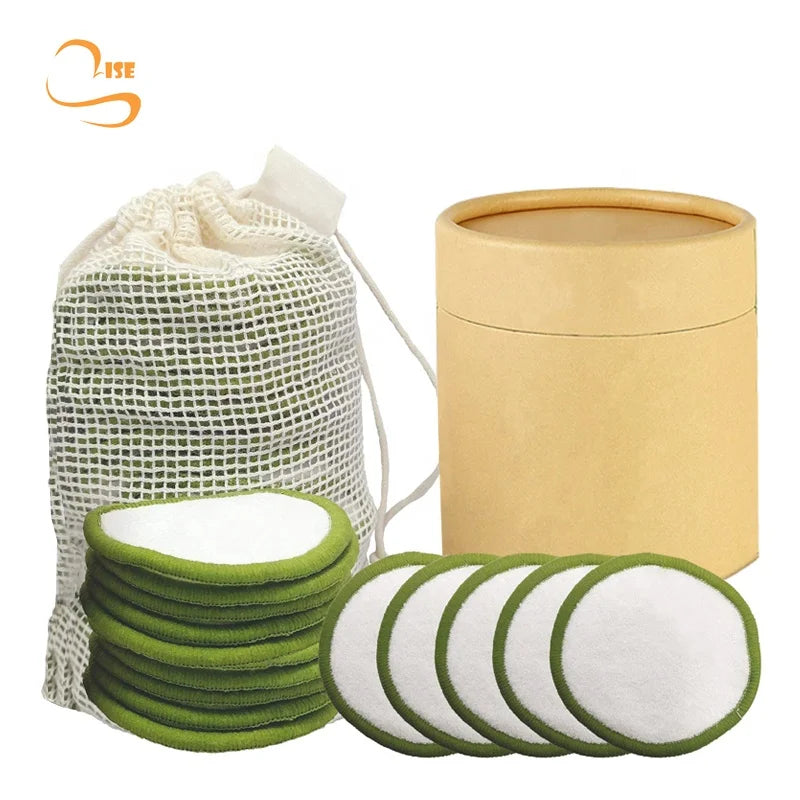 Eco-friendly 3.15" Round Soft Bamboo Terry Reusable Makeup Remover Towel Cloth Pads for Daily Used