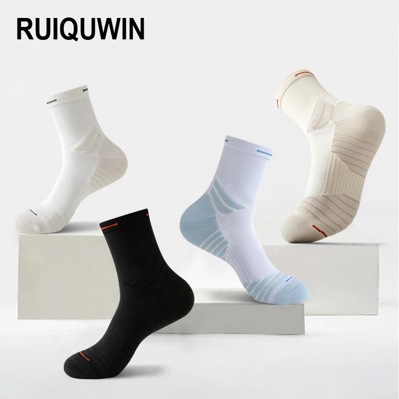 RUIQUWIN Custom Logo OEM Design Color Wholesale Casual Basketball With Multiple Colors Choose Mens Sport Socks